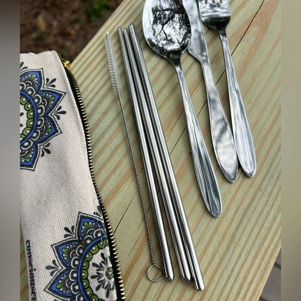 Mandala Eco-Friendly Travel Cutlery Set 7-Piece Utensils Reusable